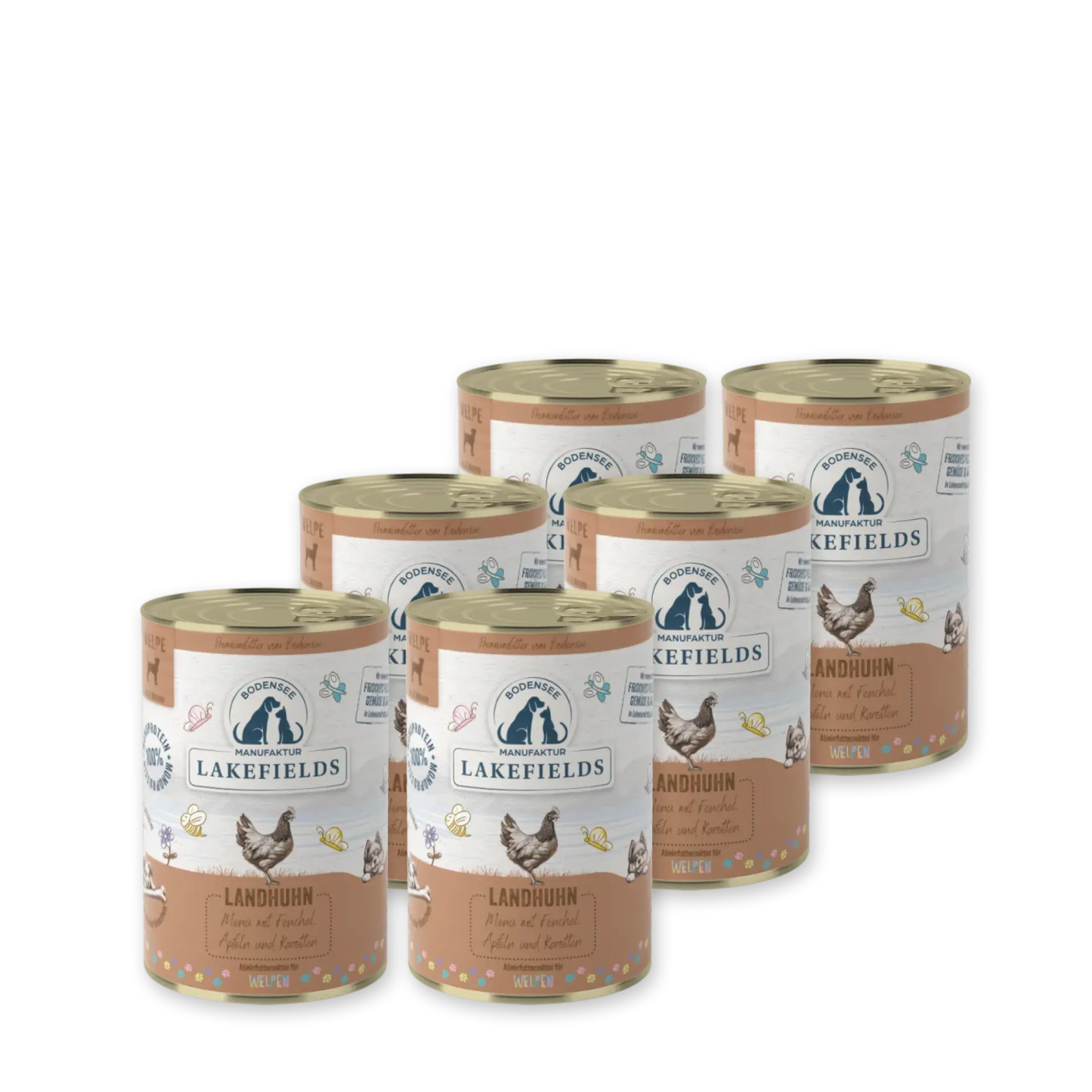 Lakefields getreidefreies Nassfutter Huhn 6 x 400 Gramm für Hunde / Welpen bei Lottes Fellfreunde Koblenz