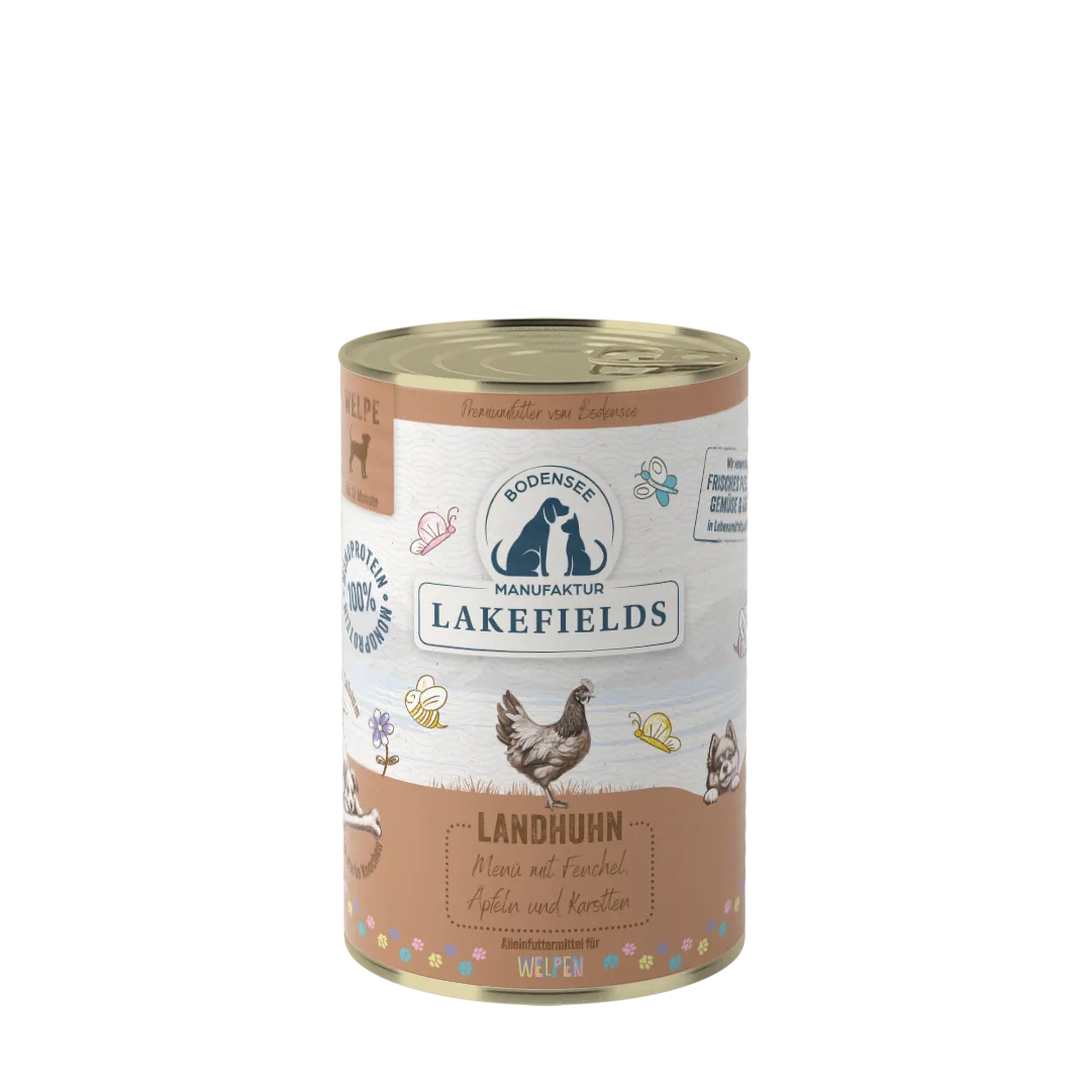 Lakefields getreidefreies Nassfutter Huhn 400 Gramm für Hunde / Welpen bei Lottes Fellfreunde Koblenz